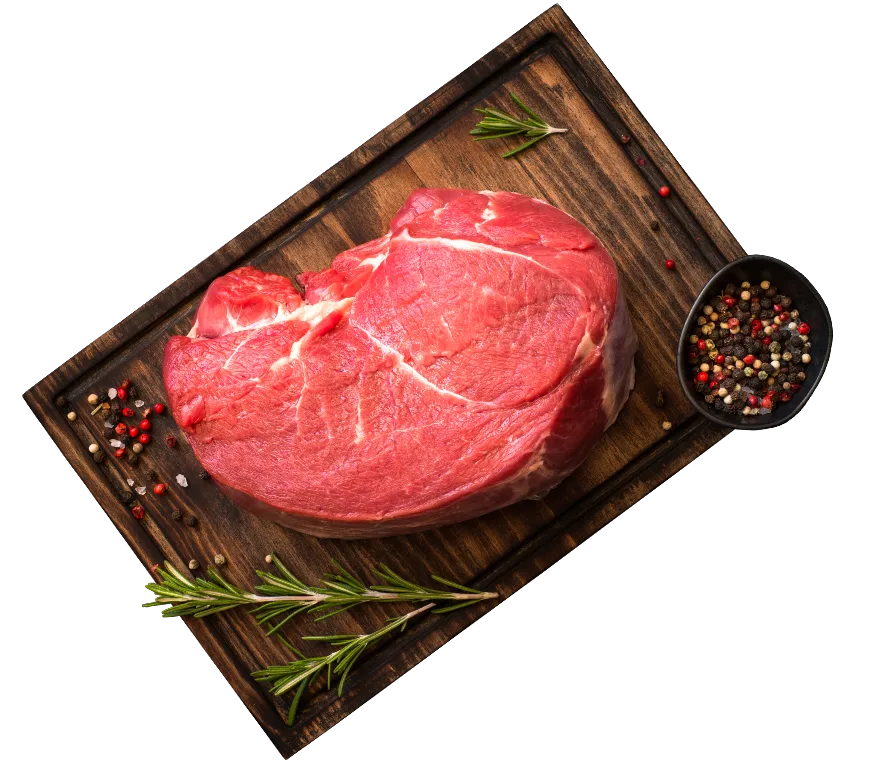 decorative picture of a cut of beef on a cutting board